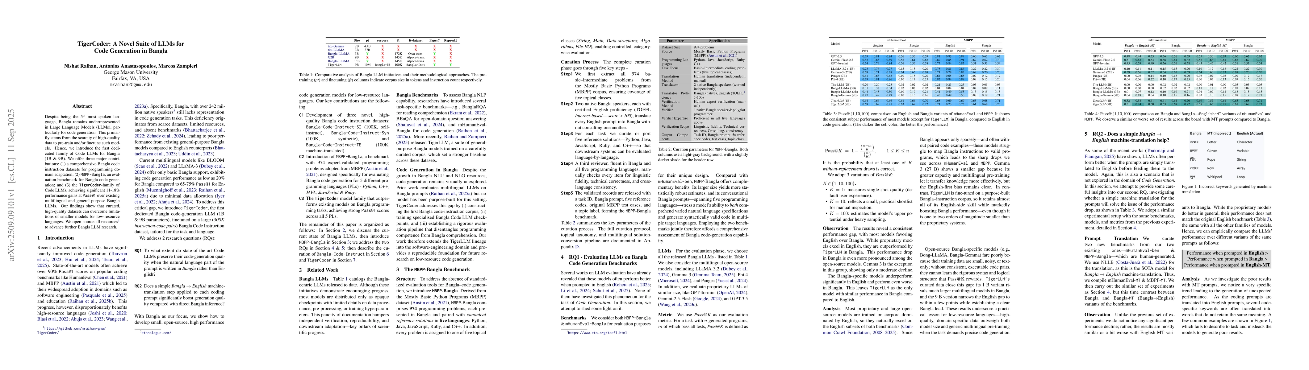 Thumbnail for TigerCoder: A Novel Suite of LLMs for Code Generation in Bangla