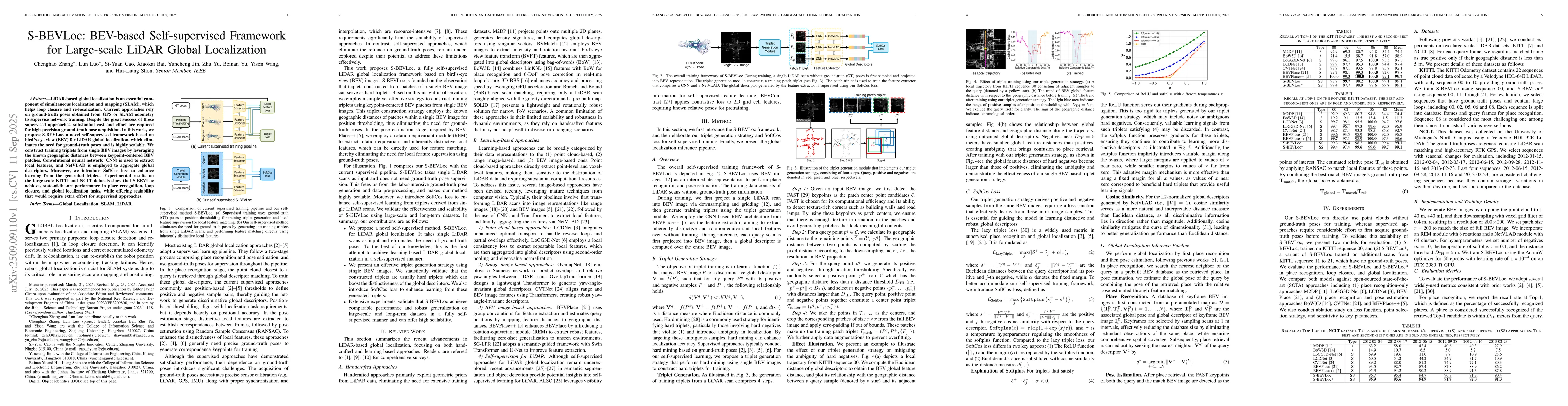 Thumbnail for S-BEVLoc: BEV-based Self-supervised Framework for Large-scale LiDAR
  Global Localization