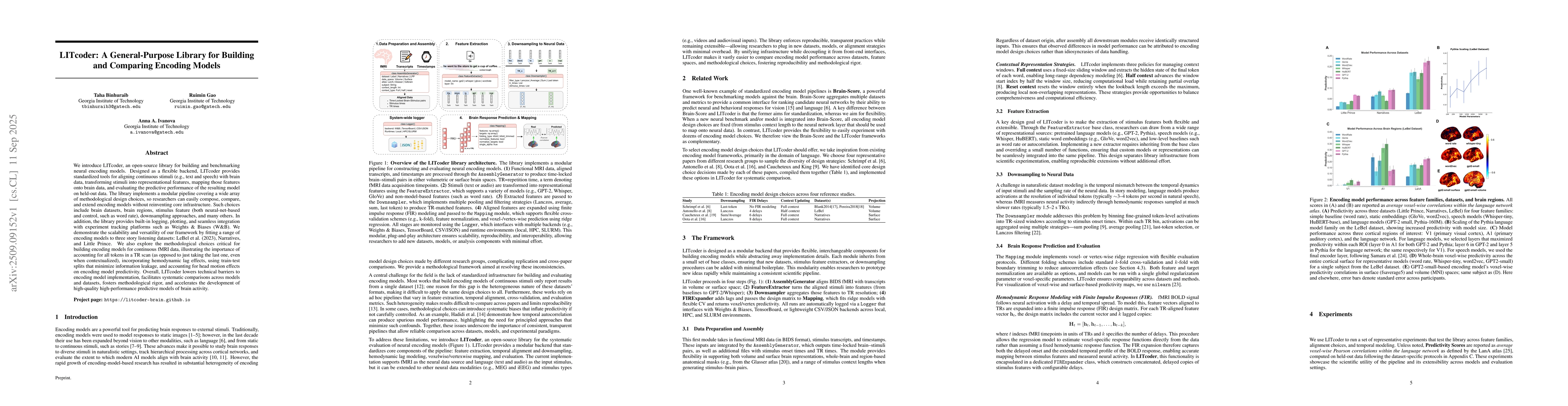 Thumbnail for LITcoder: A General-Purpose Library for Building and Comparing Encoding
  Models