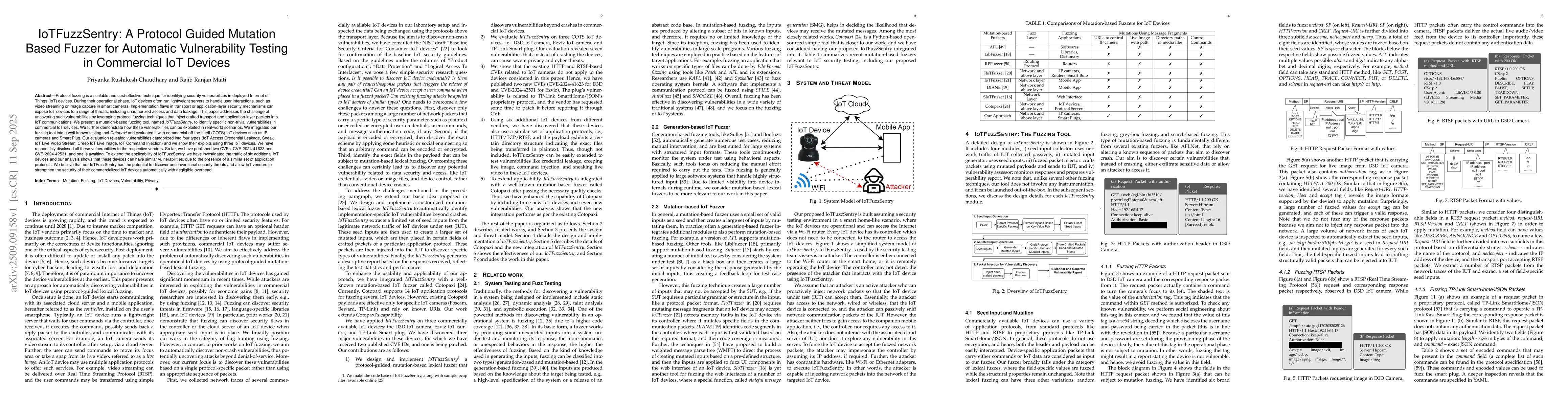 Thumbnail for IoTFuzzSentry: A Protocol Guided Mutation Based Fuzzer for Automatic
  Vulnerability Testing in Commercial IoT Devices