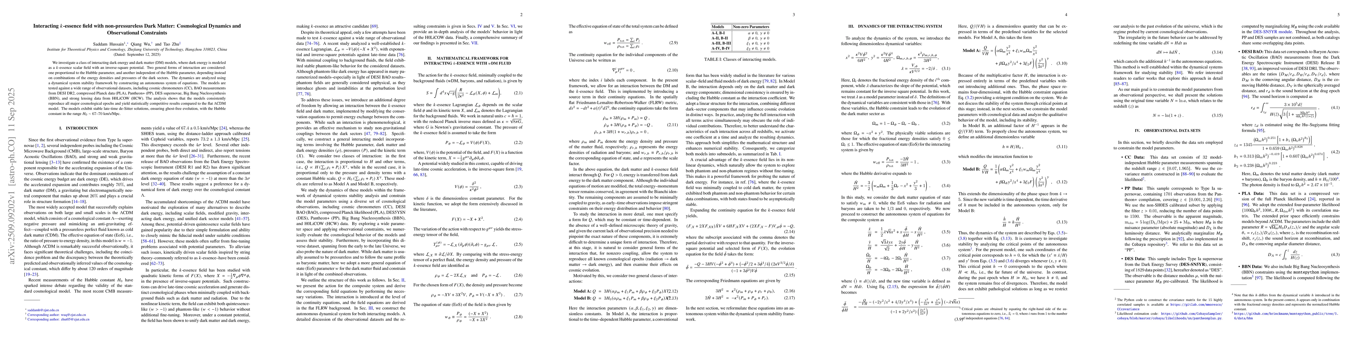 Thumbnail for Interacting k-essence field with non-pressureless Dark Matter:
  Cosmological Dynamics and Observational Constraints