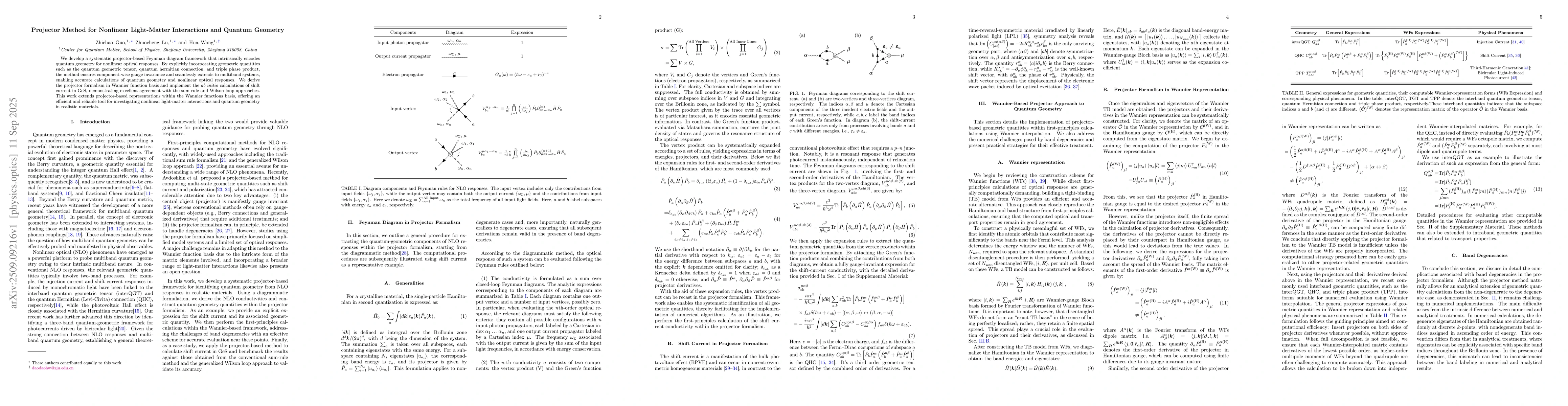 Thumbnail for Projector Method for Nonlinear Light-Matter Interactions and Quantum
  Geometry