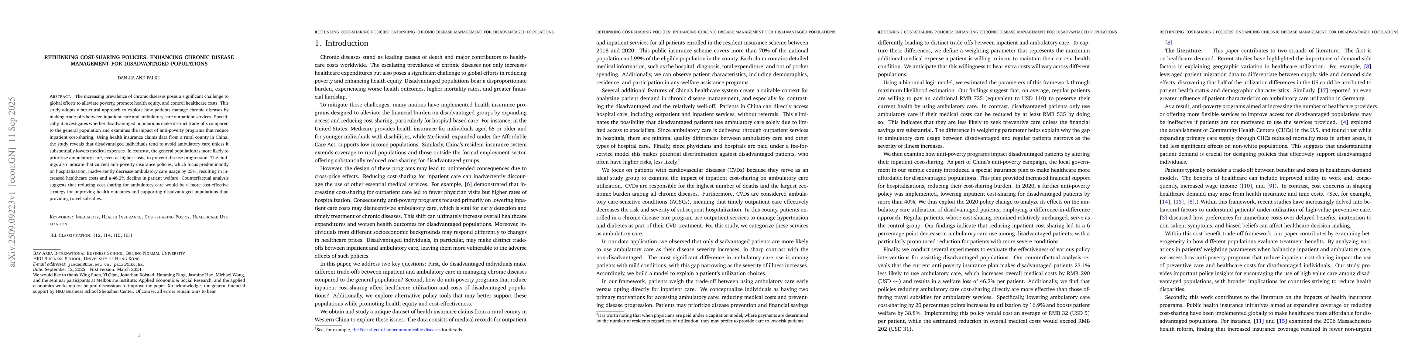 Thumbnail for Rethinking Cost-Sharing Policies: Enhancing Chronic Disease Management
  for Disadvantaged Populations