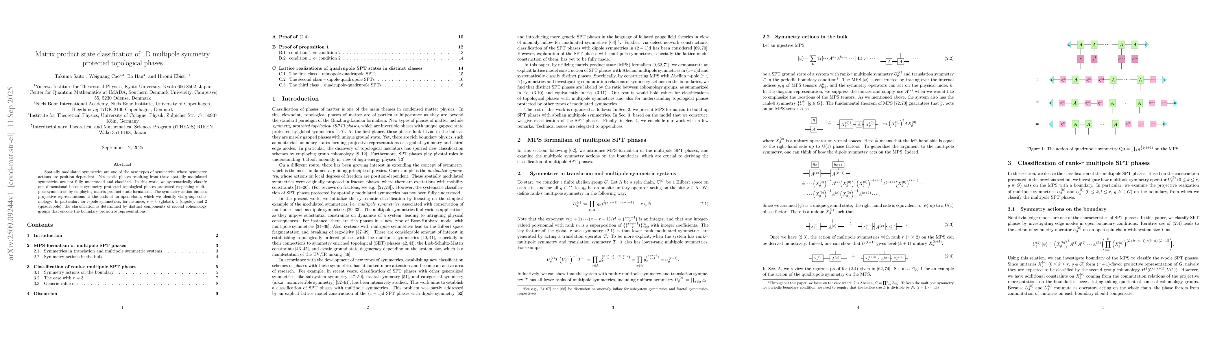 Thumbnail for Matrix product state classification of 1D multipole symmetry protected
  topological phases