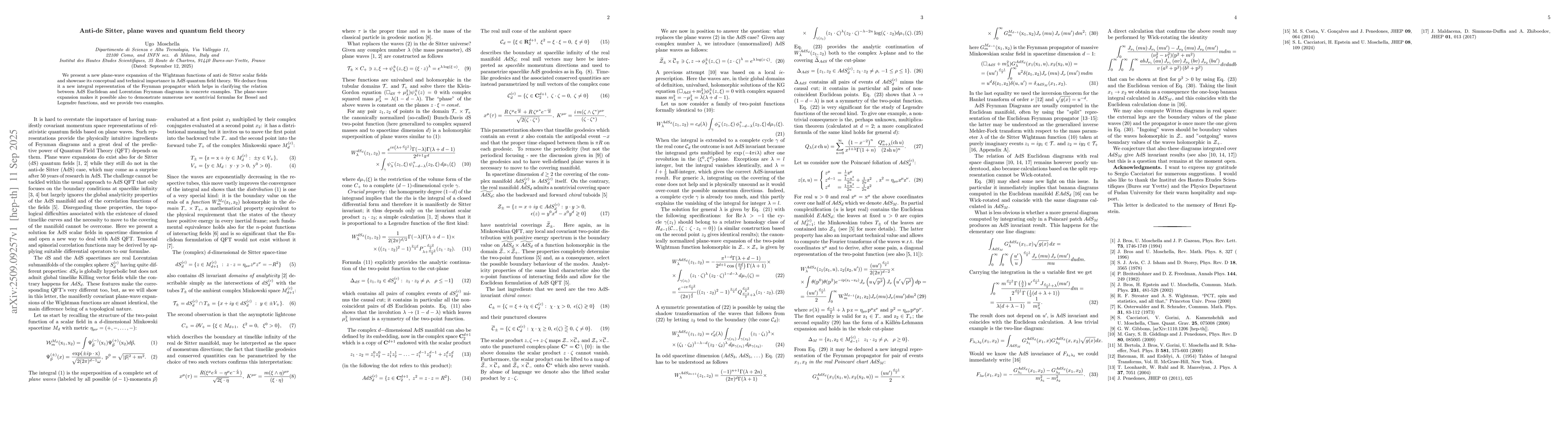 Thumbnail for Anti-de Sitter, plane waves and quantum field theory