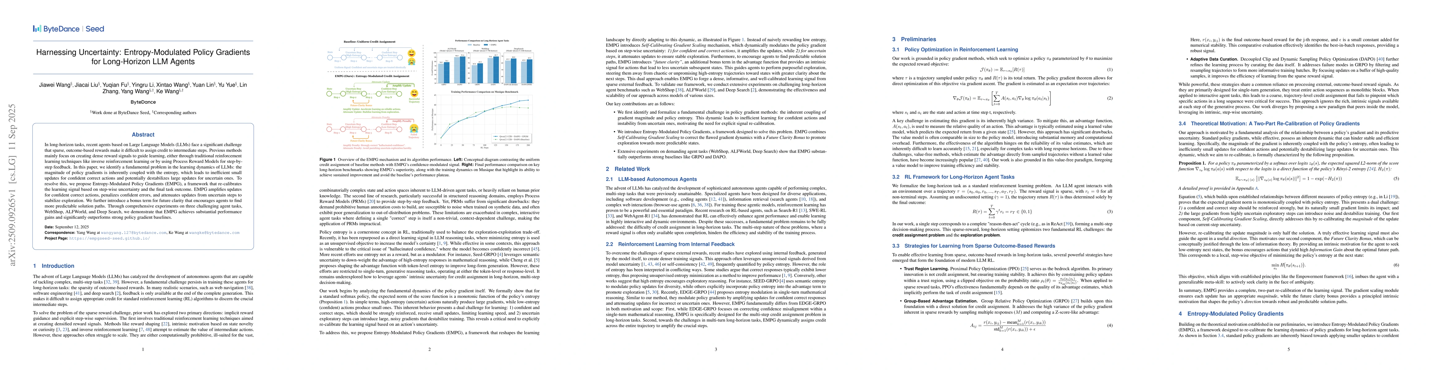 Thumbnail for Harnessing Uncertainty: Entropy-Modulated Policy Gradients for
  Long-Horizon LLM Agents