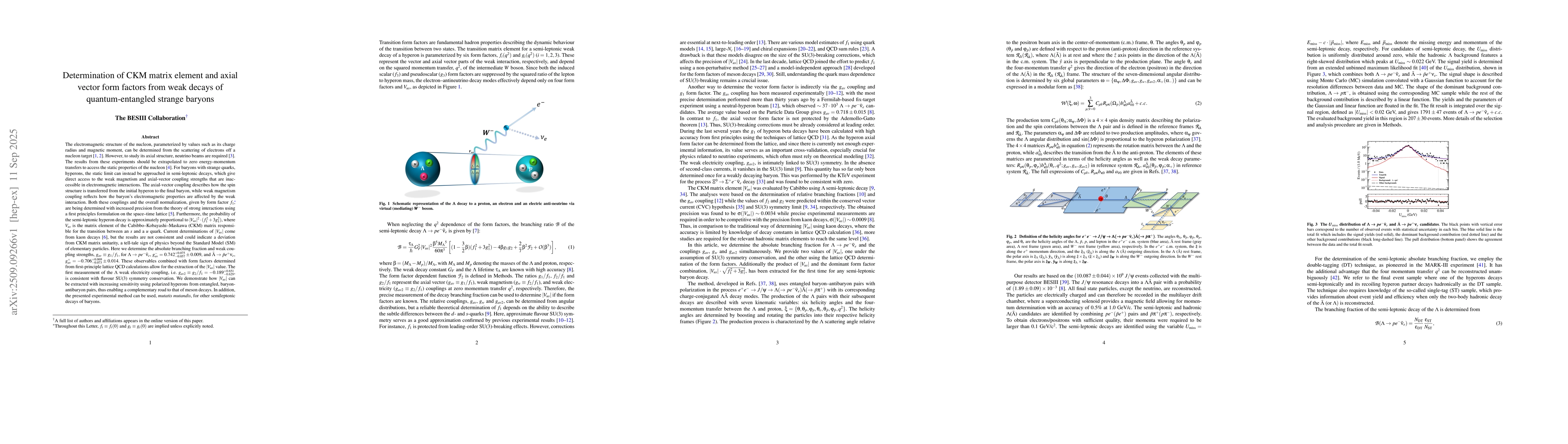 Thumbnail for Determination of CKM matrix element and axial vector form factors from
  weak decays of quantum-entangled strange baryons