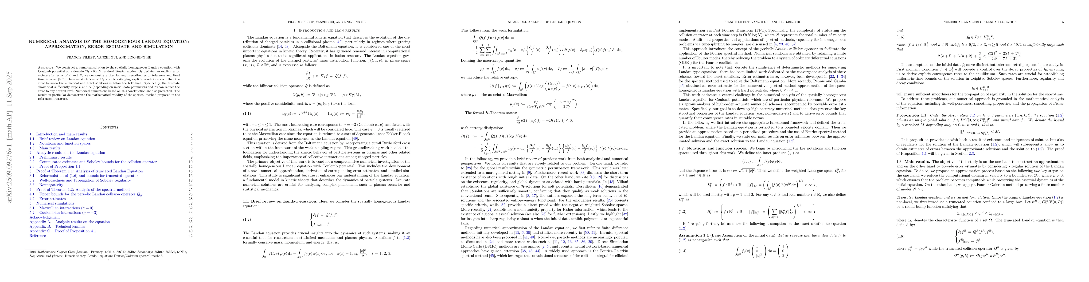 Thumbnail for Numerical analysis of the homogeneous Landau equation: approximation,
  error estimates and simulation