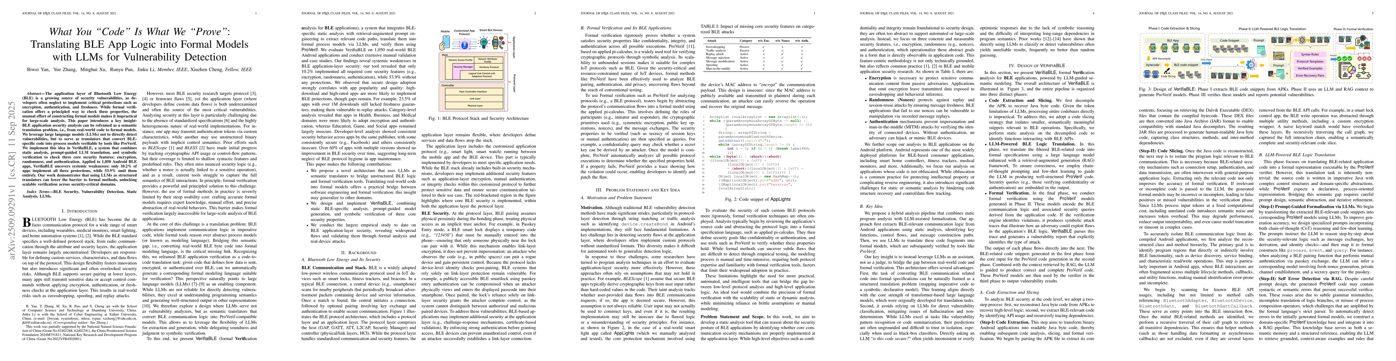Thumbnail for What You Code Is What We Prove: Translating BLE App Logic into Formal
  Models with LLMs for Vulnerability Detection
