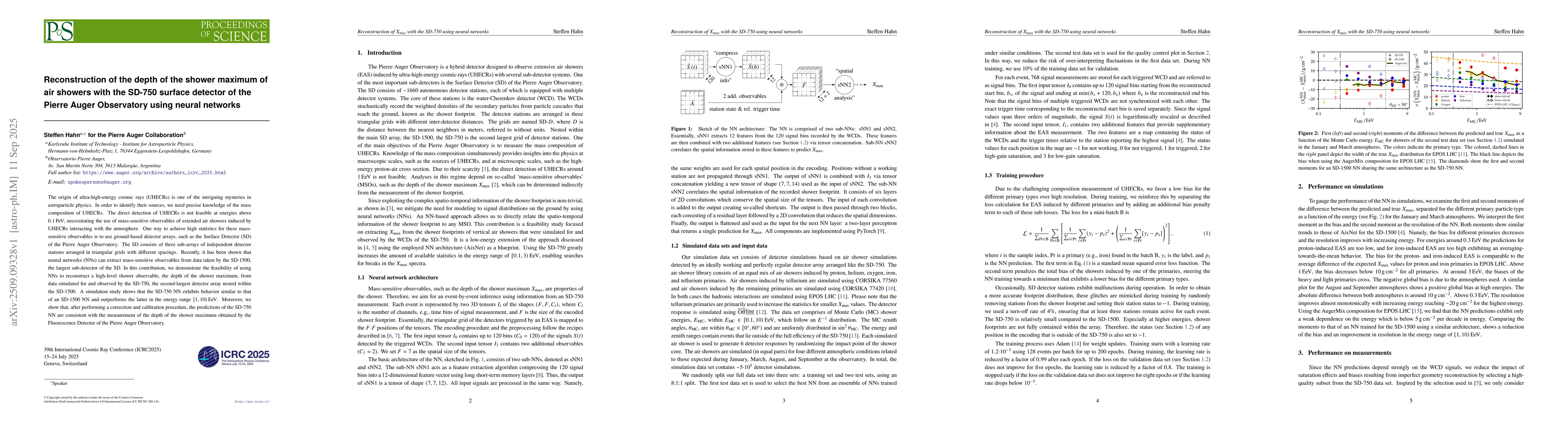 Thumbnail for Reconstruction of the depth of the shower maximum of air showers with
  the SD-750 surface detector of the Pierre Auger Observatory using neural
  networks