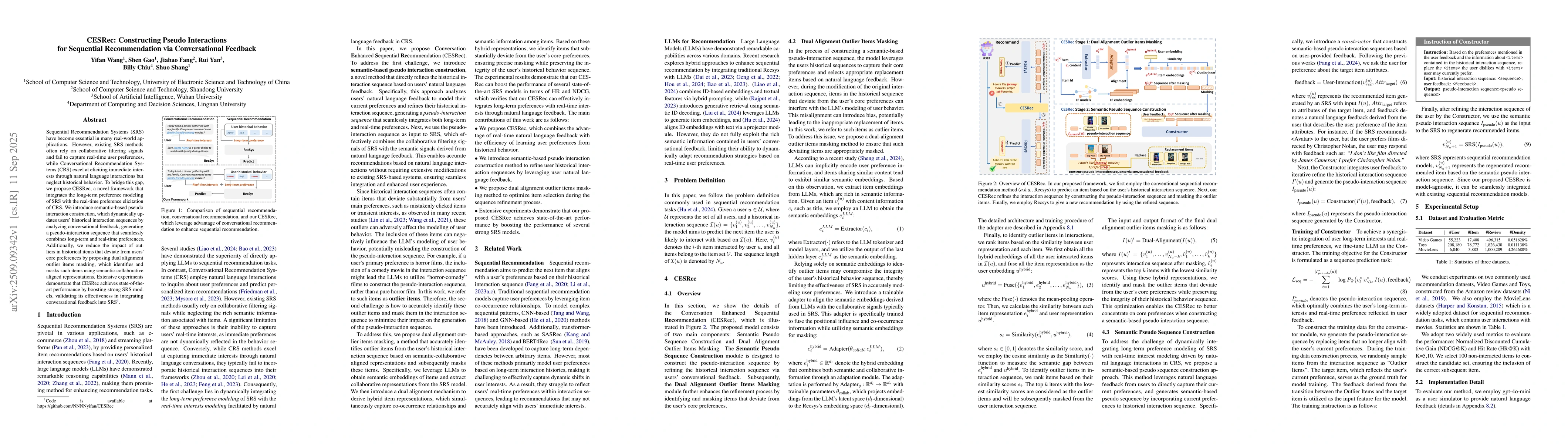 Thumbnail for CESRec: Constructing Pseudo Interactions for Sequential Recommendation
  via Conversational Feedback