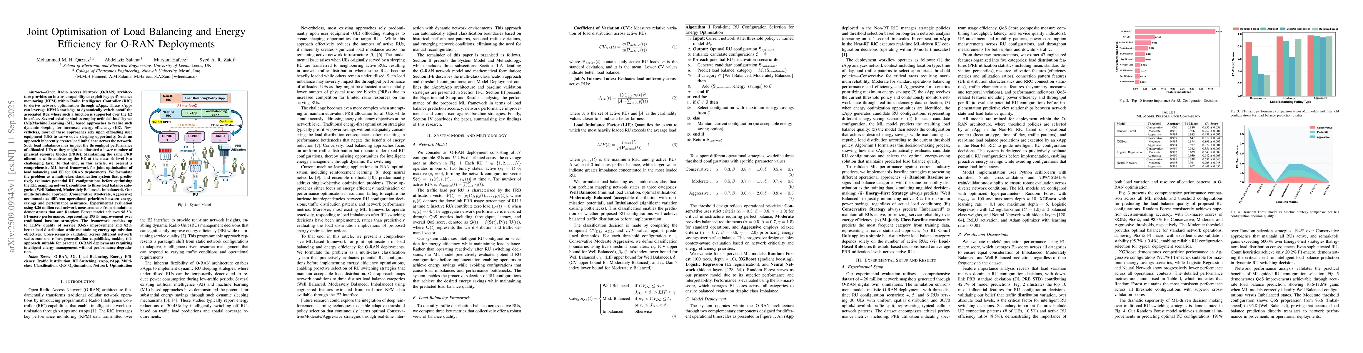 Thumbnail for Joint Optimisation of Load Balancing and Energy Efficiency for O-RAN
  Deployments