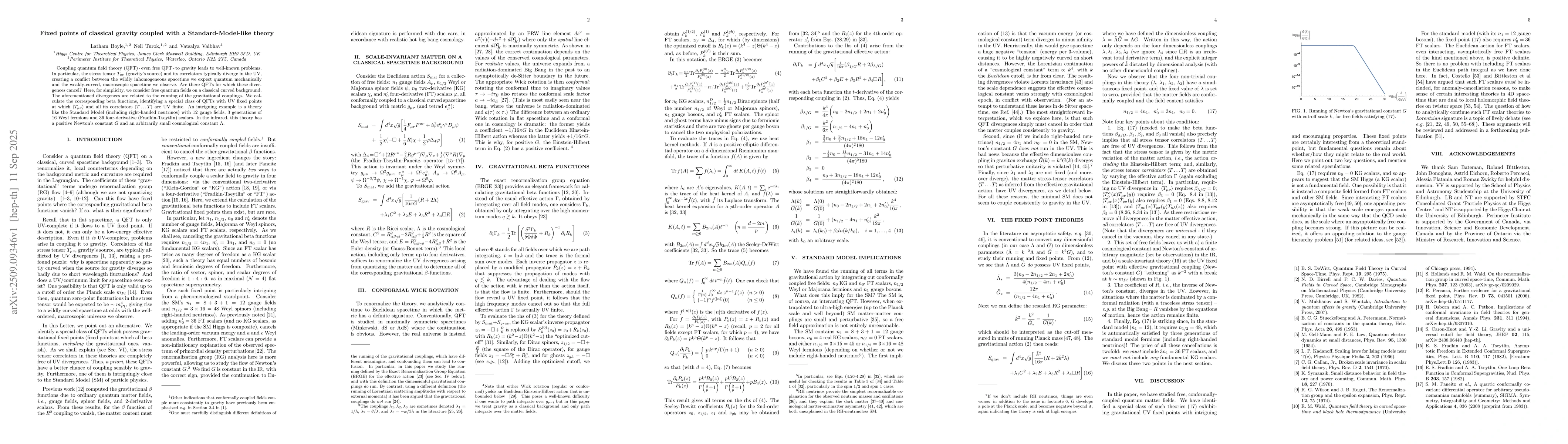 Thumbnail for Fixed points of classical gravity coupled with a Standard-Model-like
  theory