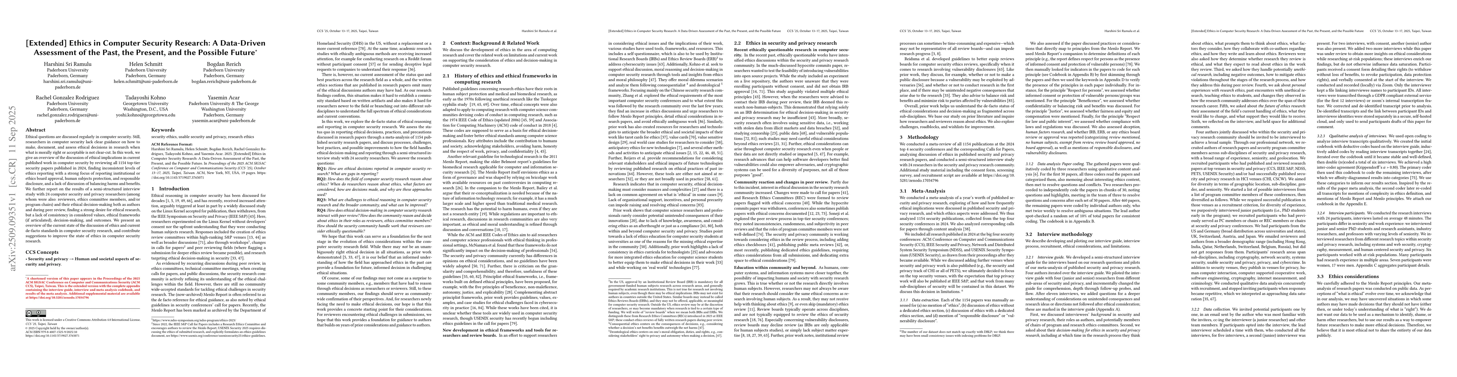 Thumbnail for [Extended] Ethics in Computer Security Research: A Data-Driven
  Assessment of the Past, the Present, and the Possible Future