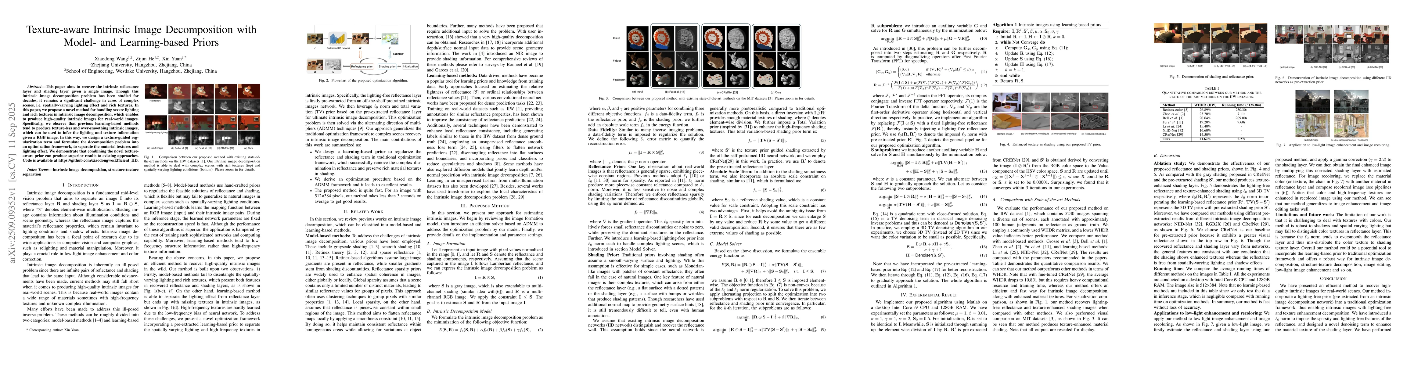 Thumbnail for Texture-aware Intrinsic Image Decomposition with Model- and
  Learning-based Priors