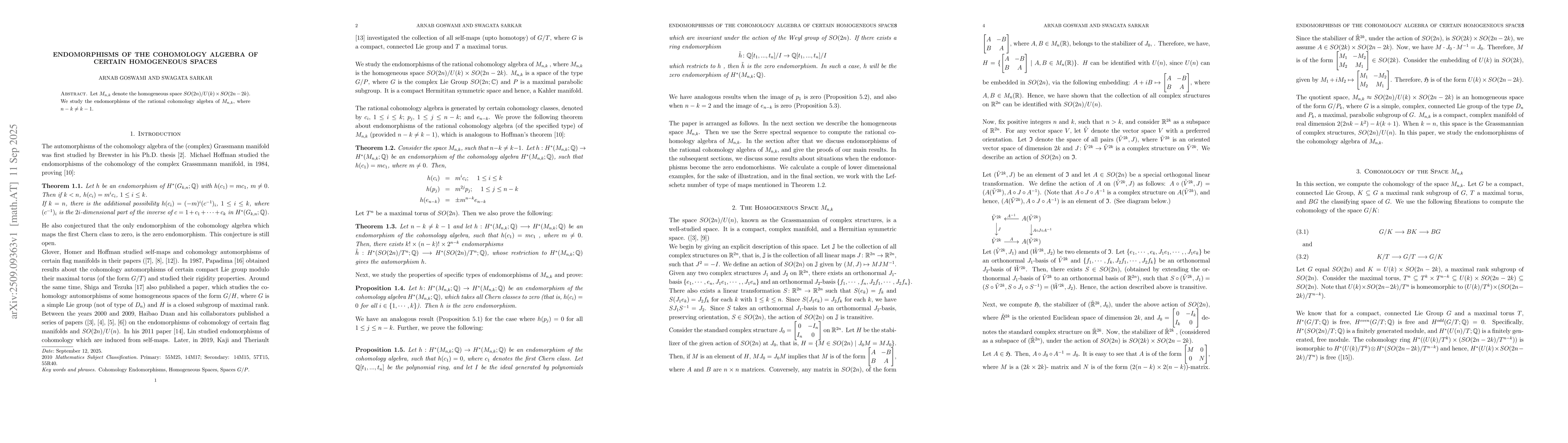 Thumbnail for Endomorphisms of the Cohomology Algebra of Certain Homogeneous Spaces