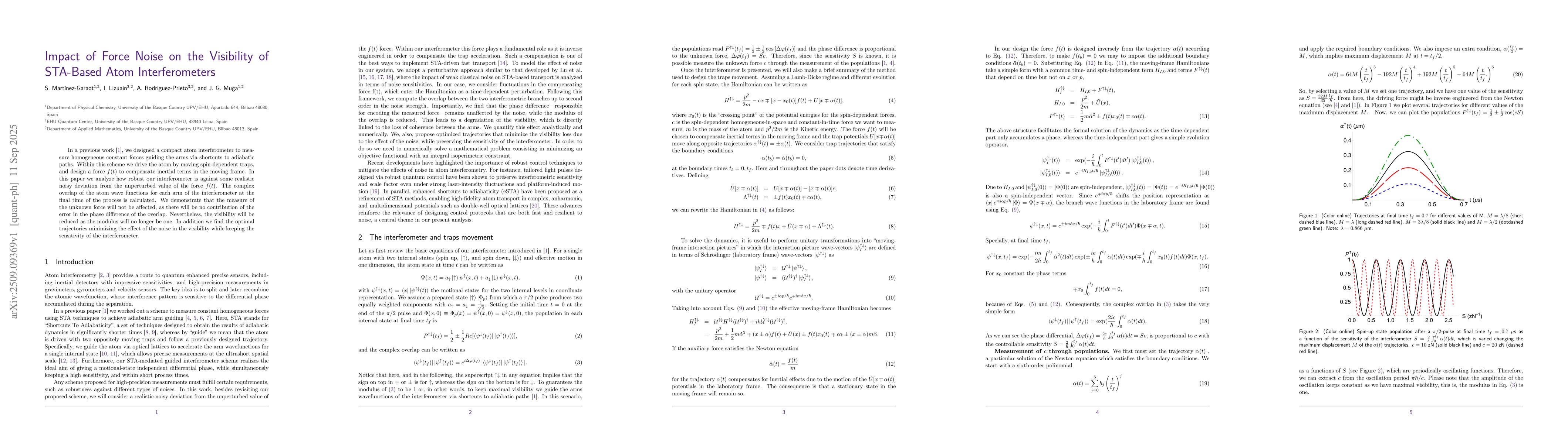 Thumbnail for Impact of Force Noise on the Visibility of STA-Based Atom
  Interferometers