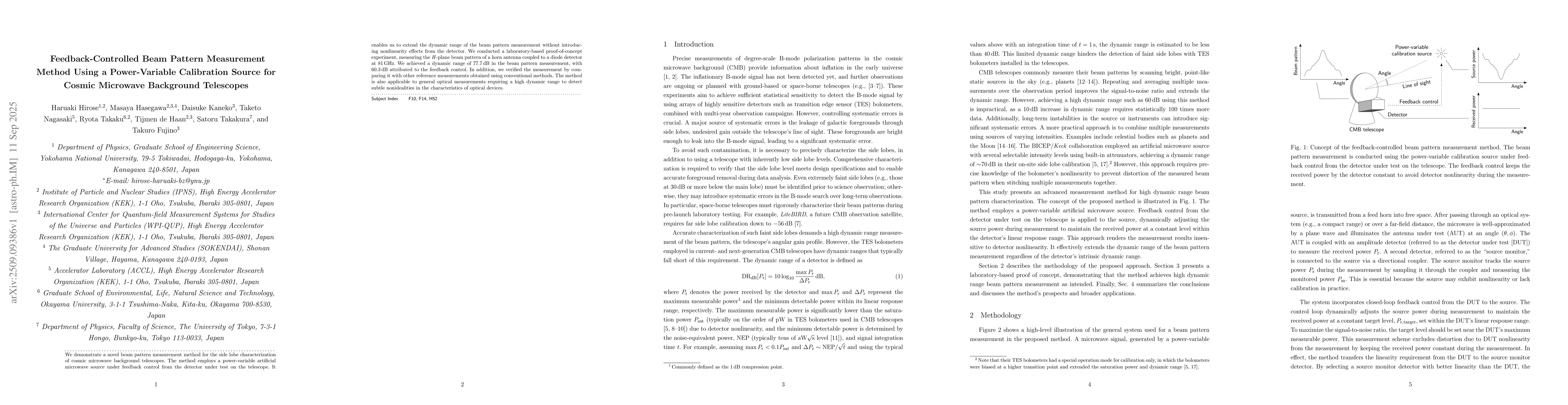 Thumbnail for Feedback-Controlled Beam Pattern Measurement Method Using a
  Power-Variable Calibration Source for Cosmic Microwave Background Telescopes
