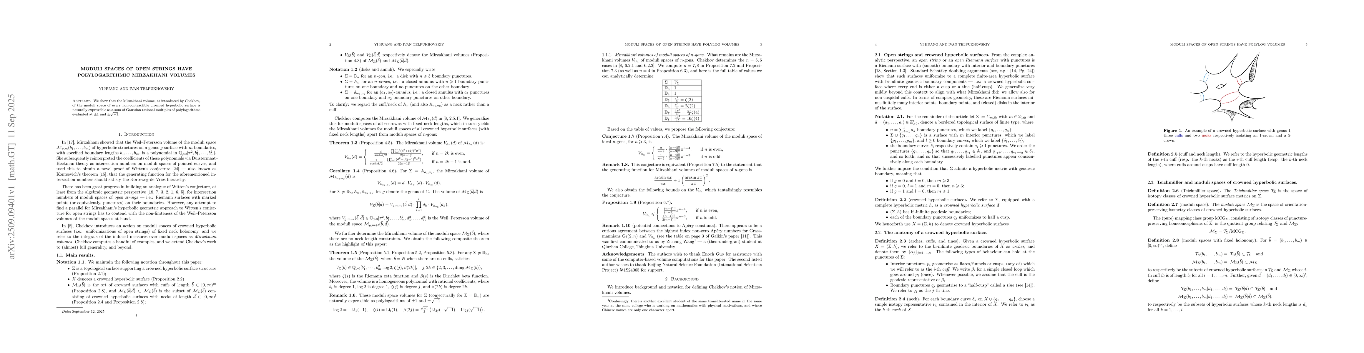 Thumbnail for Moduli spaces of open strings have polylogarithmic Mirzakhani volumes