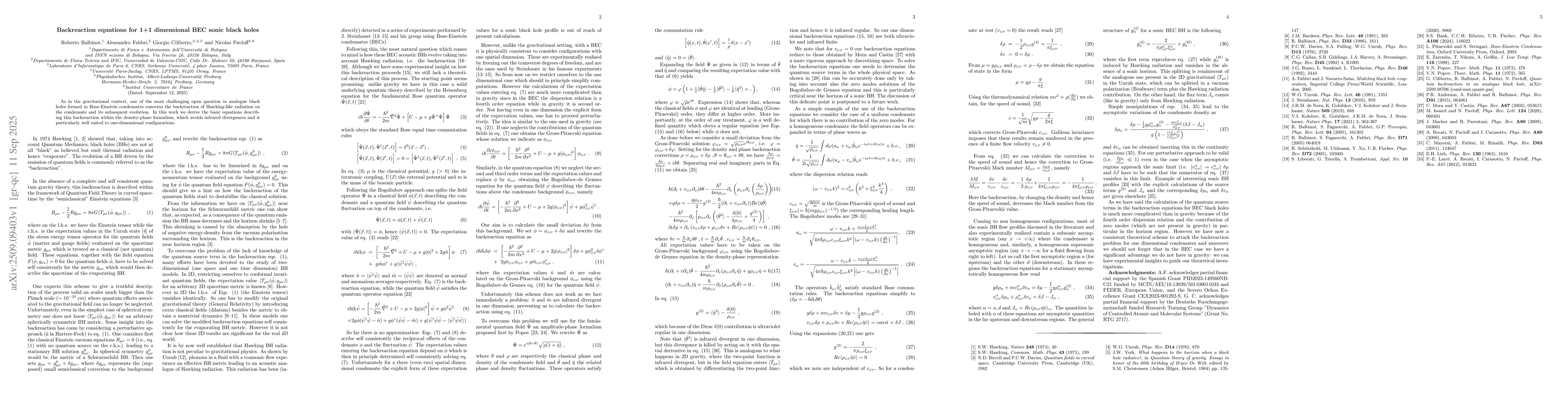 Thumbnail for Backreaction equations for 1+1 dimensional BEC sonic black holes