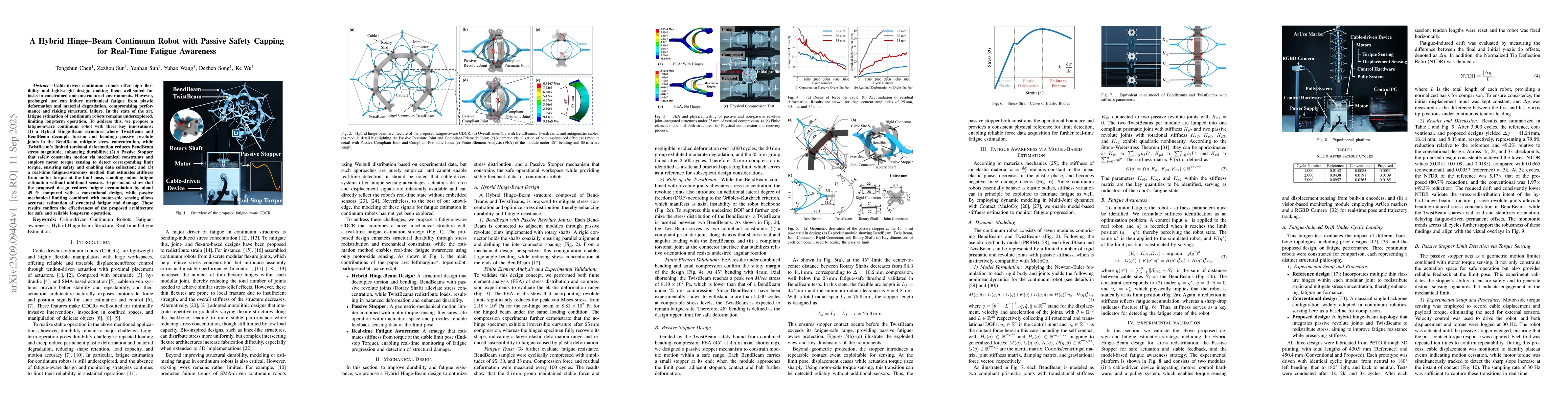 Thumbnail for A Hybrid Hinge-Beam Continuum Robot with Passive Safety Capping for
  Real-Time Fatigue Awareness