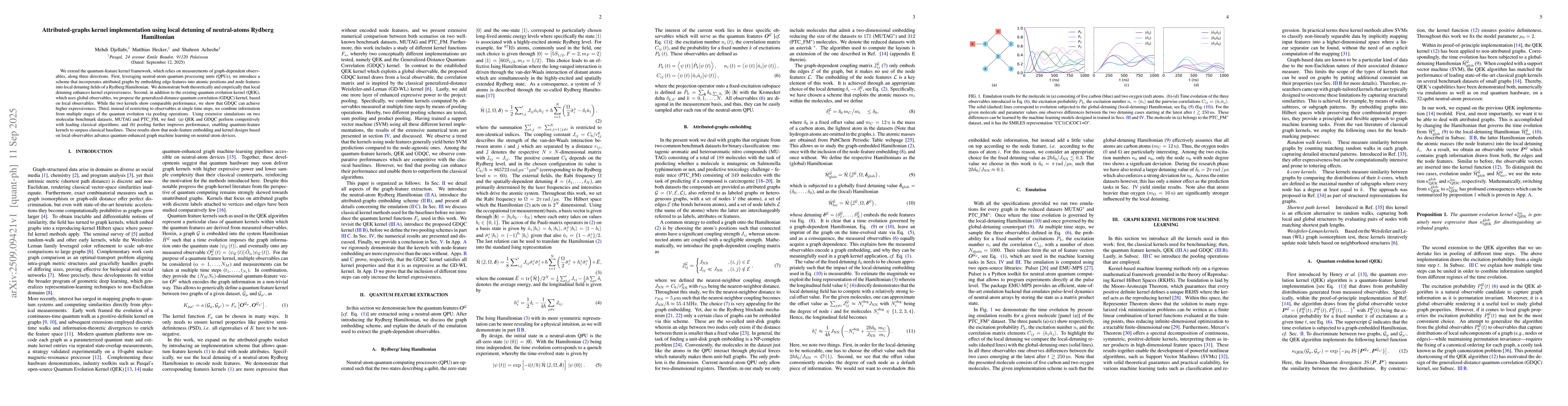 Thumbnail for Attributed-graphs kernel implementation using local detuning of
  neutral-atoms Rydberg Hamiltonian