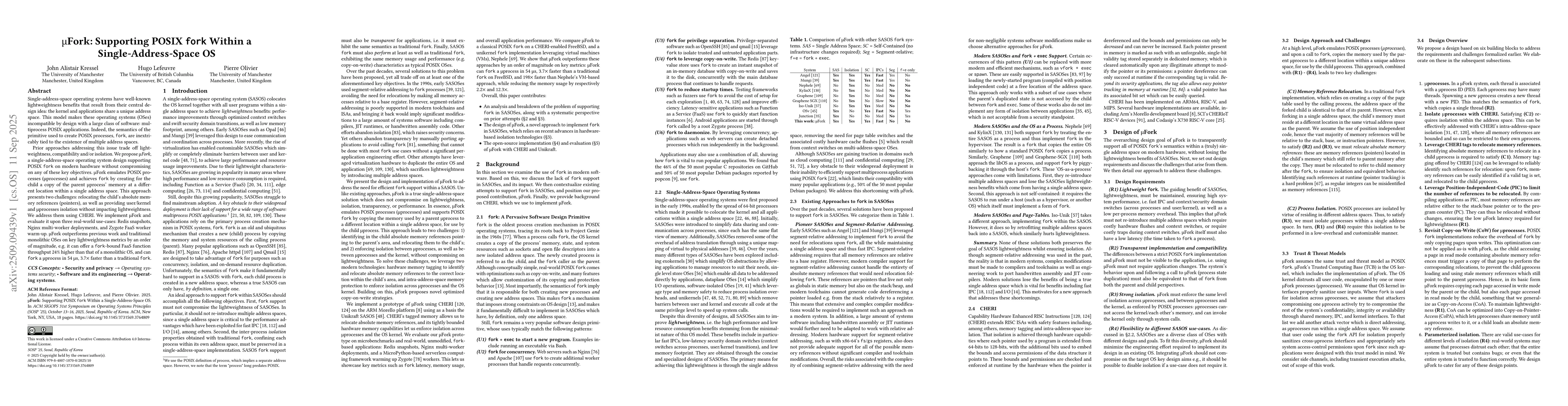 Thumbnail for μFork: Supporting POSIX fork Within a Single-Address-Space OS