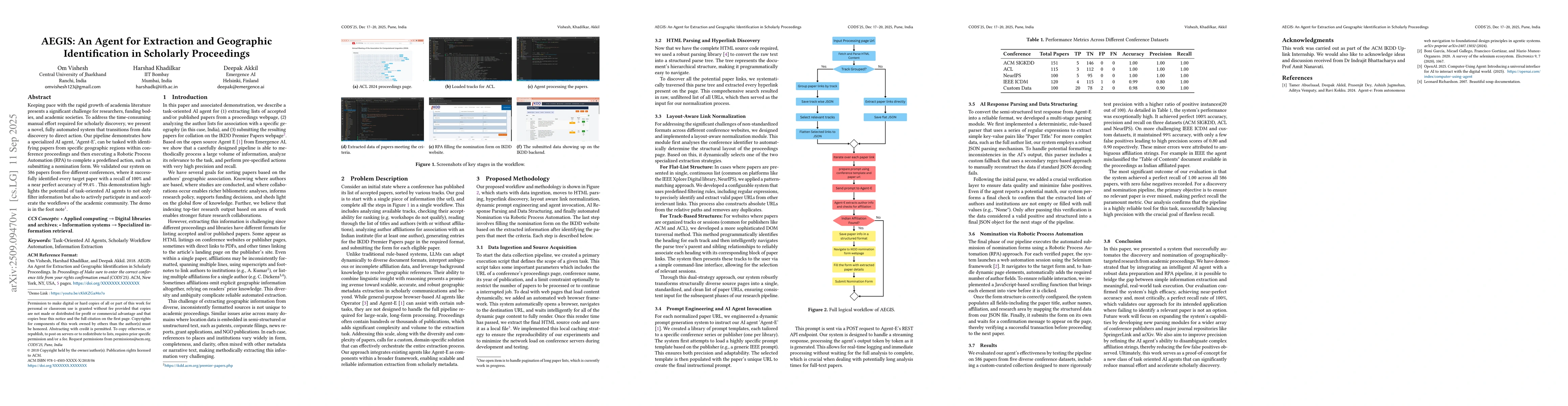 Thumbnail for AEGIS: An Agent for Extraction and Geographic Identification in
  Scholarly Proceedings