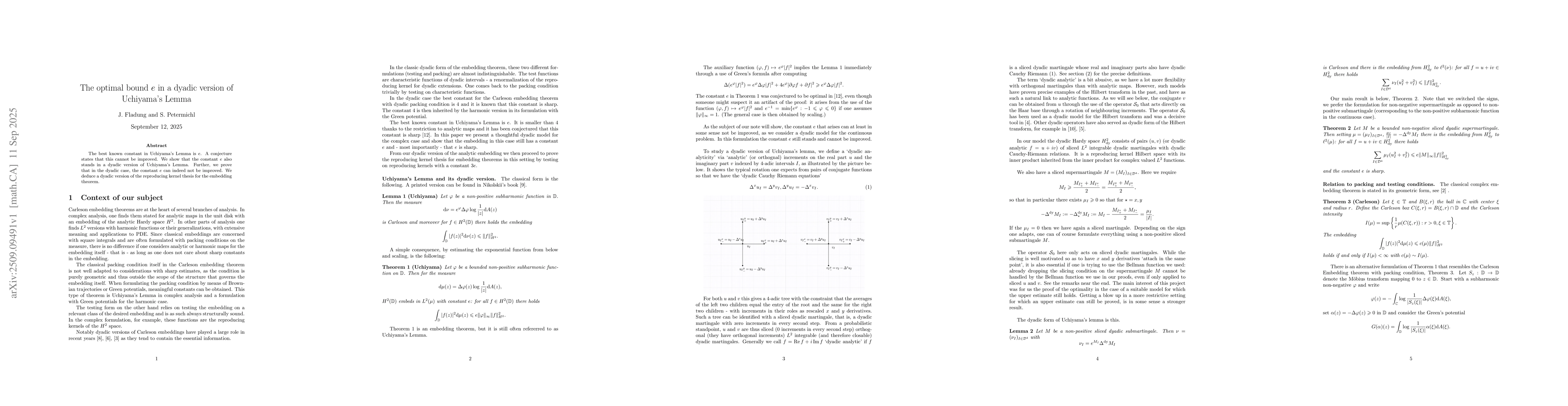Thumbnail for The optimal bound $e$ in a dyadic version of Uchiyama's Lemma