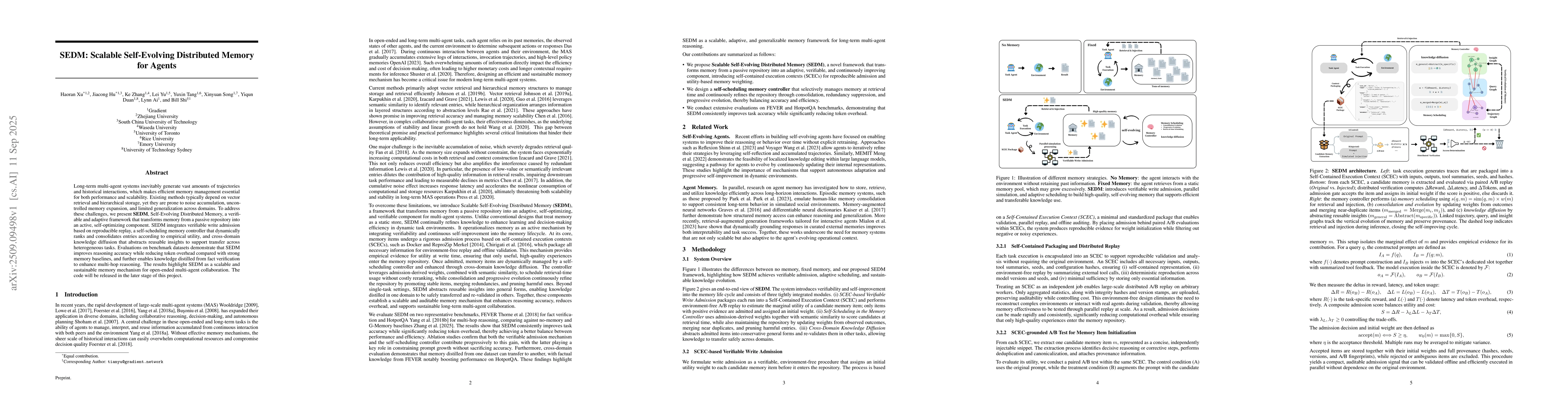 Thumbnail for SEDM: Scalable Self-Evolving Distributed Memory for Agents