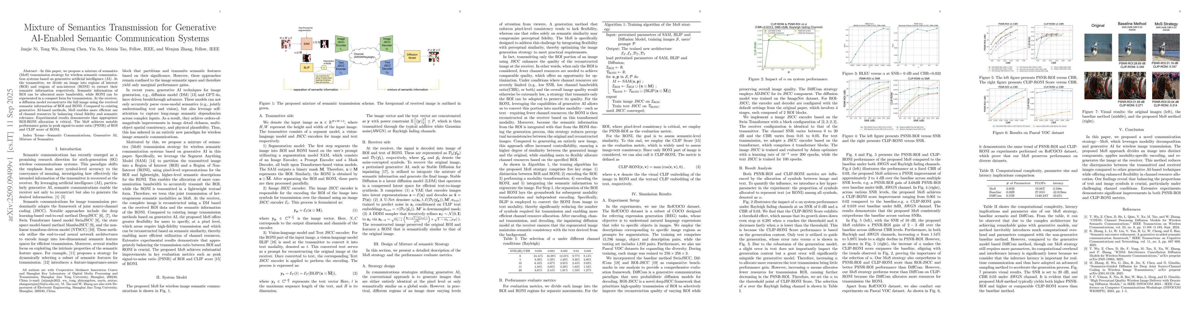 Thumbnail for Mixture of Semantics Transmission for Generative AI-Enabled Semantic
  Communication Systems