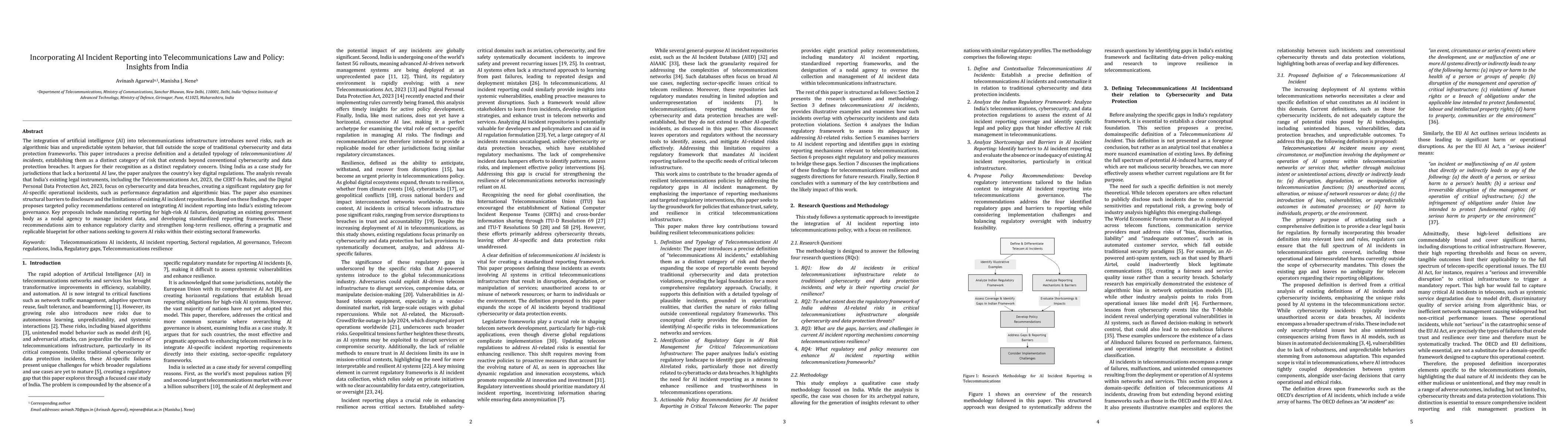 Thumbnail for Incorporating AI Incident Reporting into Telecommunications Law and
  Policy: Insights from India
