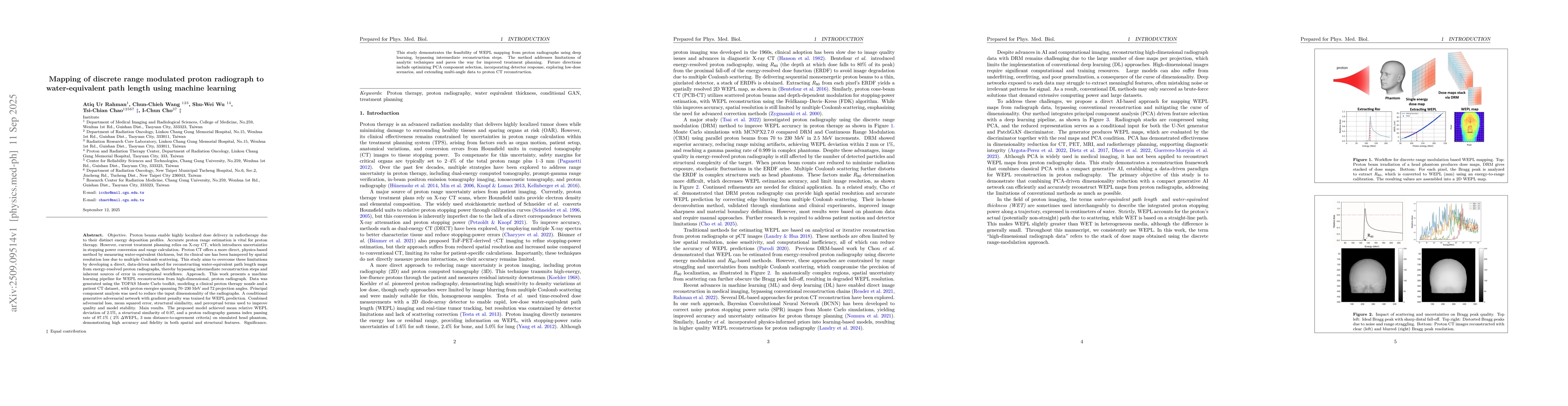 Thumbnail for Mapping of discrete range modulated proton radiograph to
  water-equivalent path length using machine learning