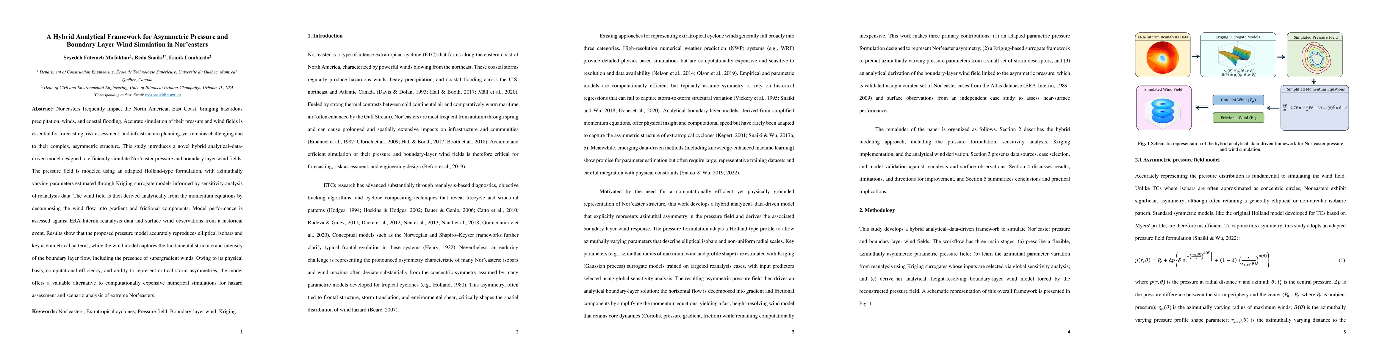 Thumbnail for A Hybrid Analytical Framework for Asymmetric Pressure and Boundary Layer
  Wind Simulation in Nor'easters
