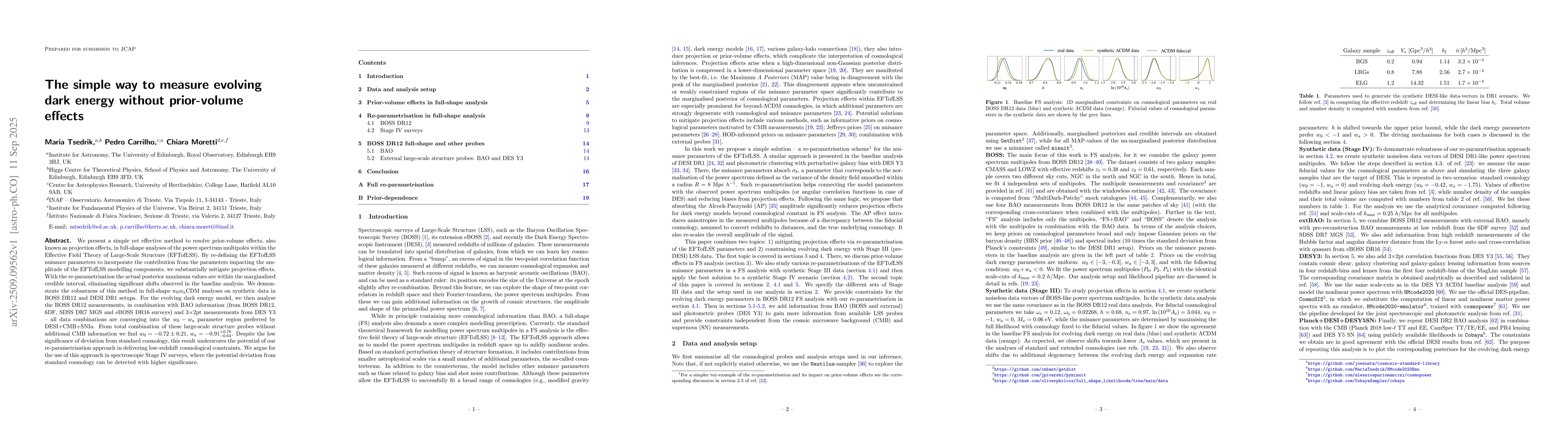 Thumbnail for The simple way to measure evolving dark energy without prior-volume
  effects