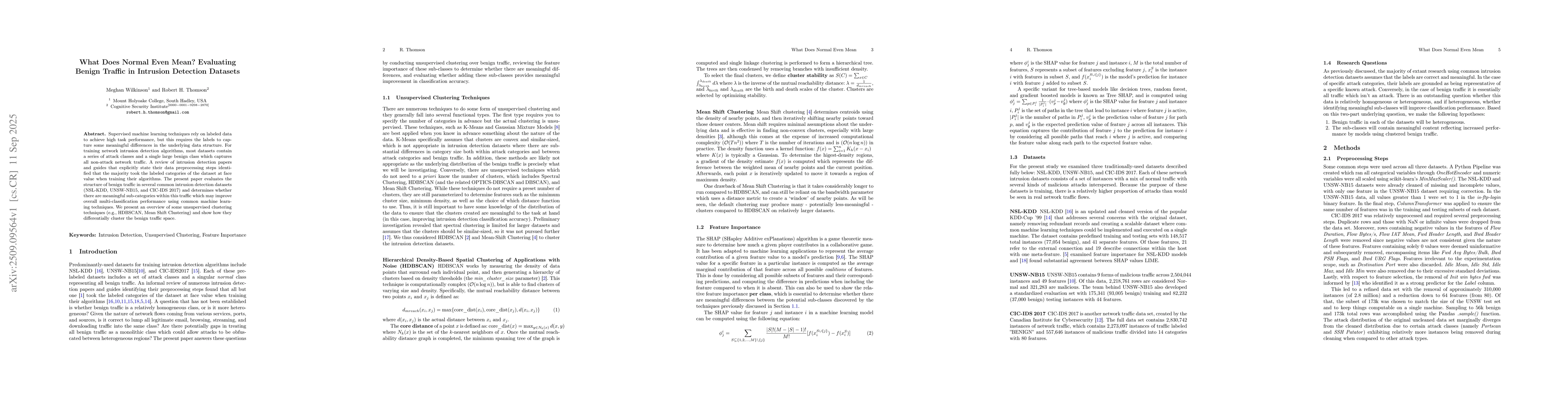 Thumbnail for What Does Normal Even Mean? Evaluating Benign Traffic in Intrusion
  Detection Datasets