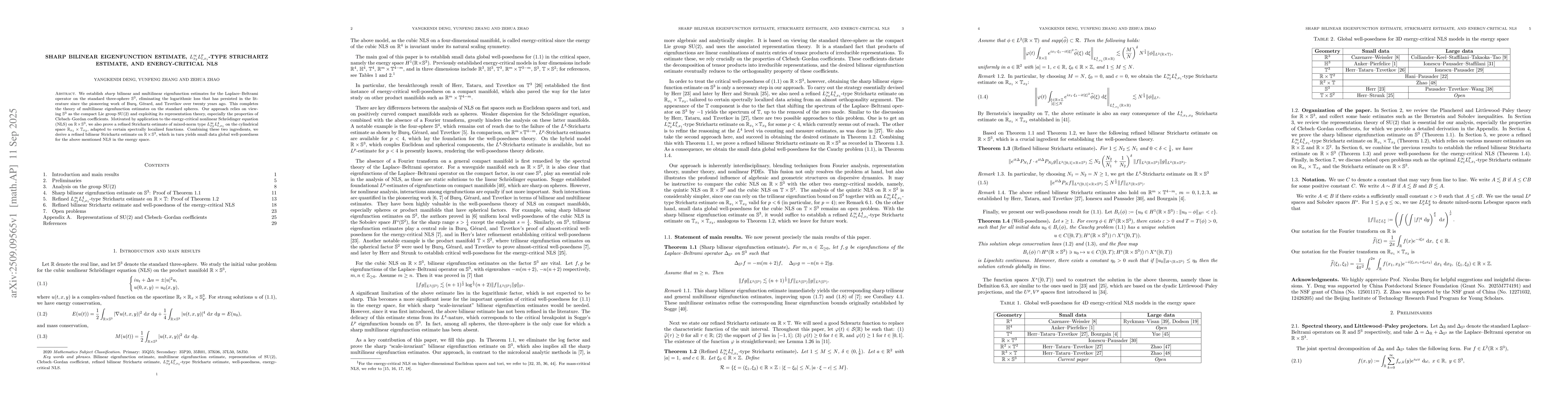 Thumbnail for Sharp bilinear eigenfunction estimate, $L^\infty_{x_2}L^p_{t,x_1}$-type
  Strichartz estimate, and energy-critical NLS