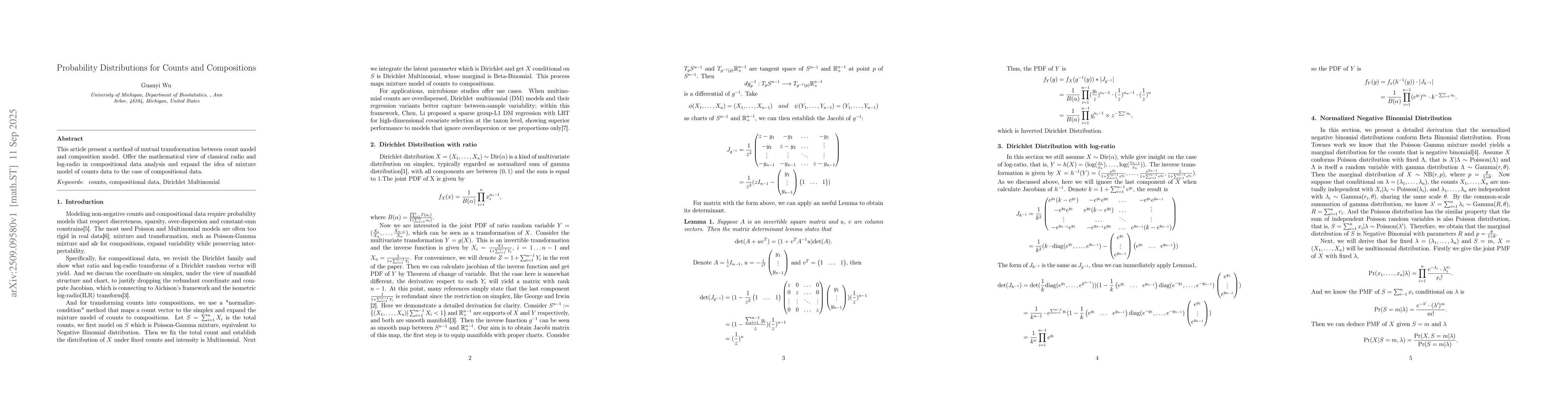 Thumbnail for Probability Distributions for Counts and Compositions