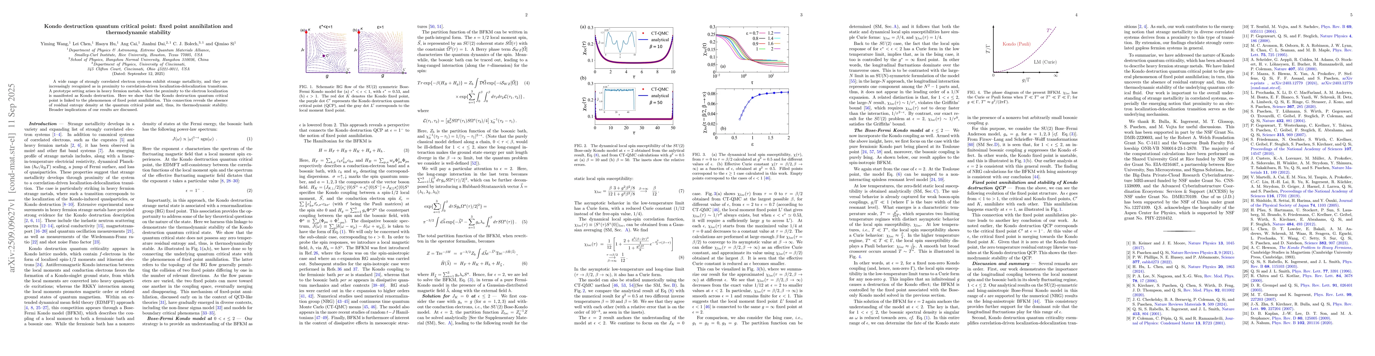 Thumbnail for Kondo destruction quantum critical point: fixed point annihilation and
  thermodynamic stability