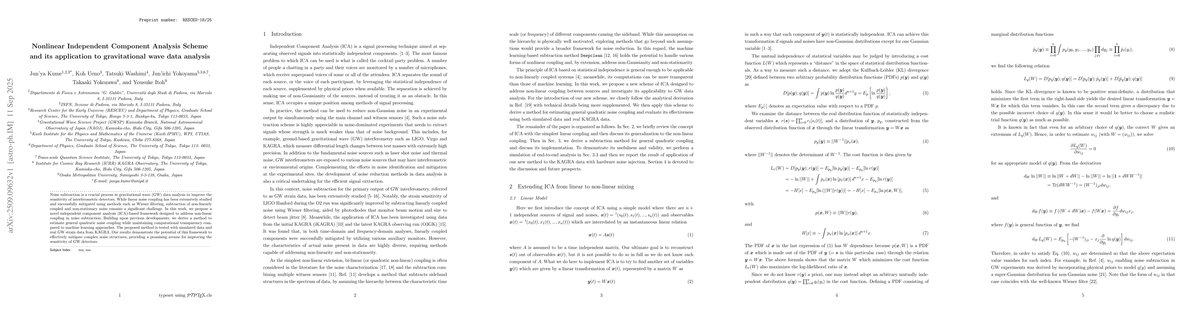 Thumbnail for Nonlinear Independent Component Analysis Scheme and its application to
  gravitational wave data analysis