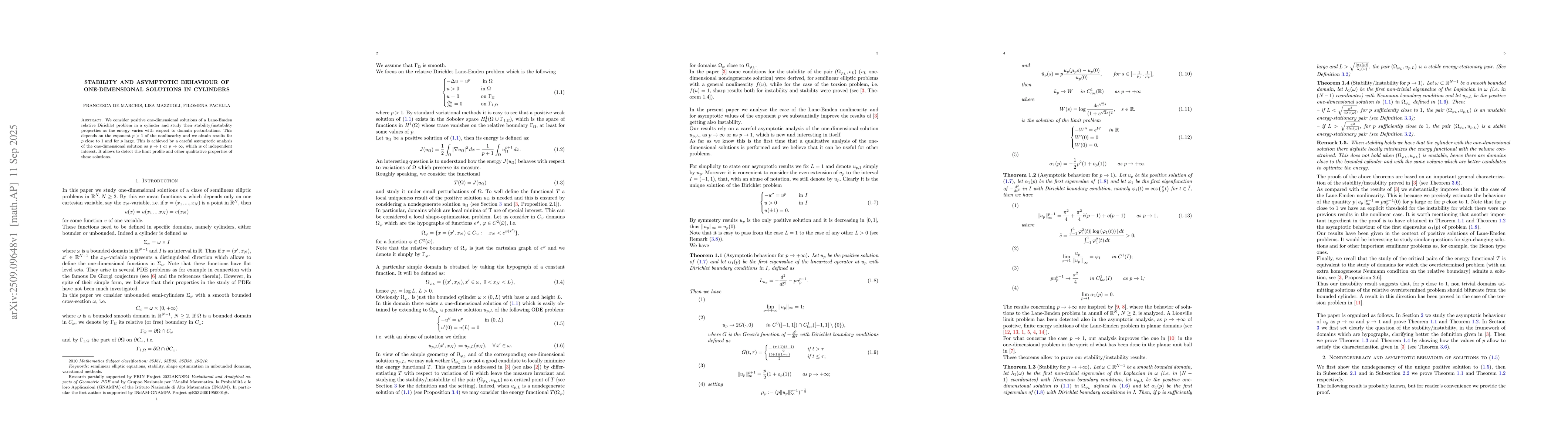 Thumbnail for Stability and asymptotic behaviour of one-dimensional solutions in
  cylinders