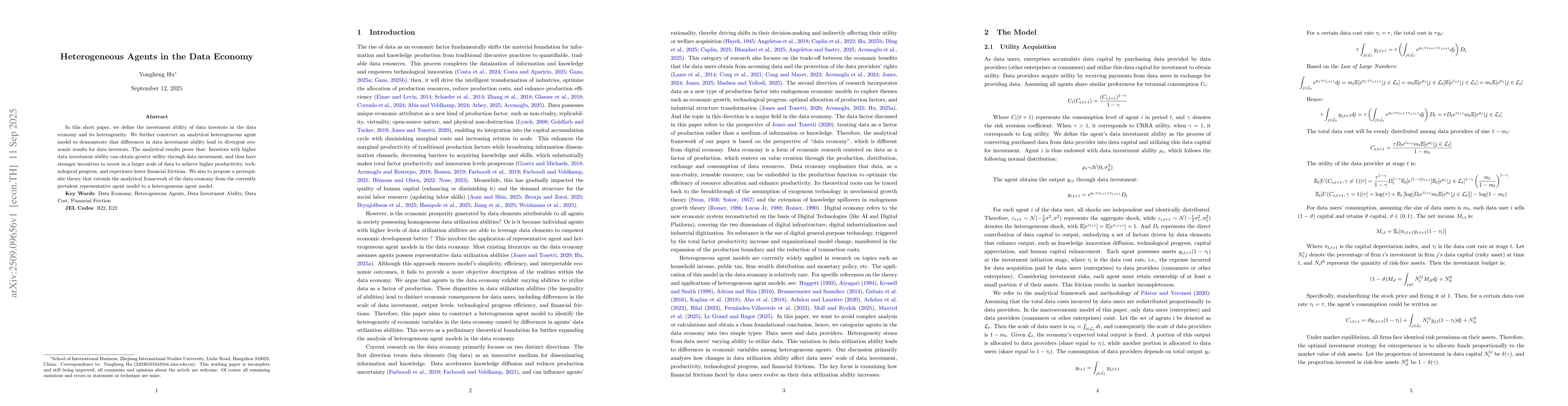 Thumbnail for Heterogeneous Agents in the Data Economy