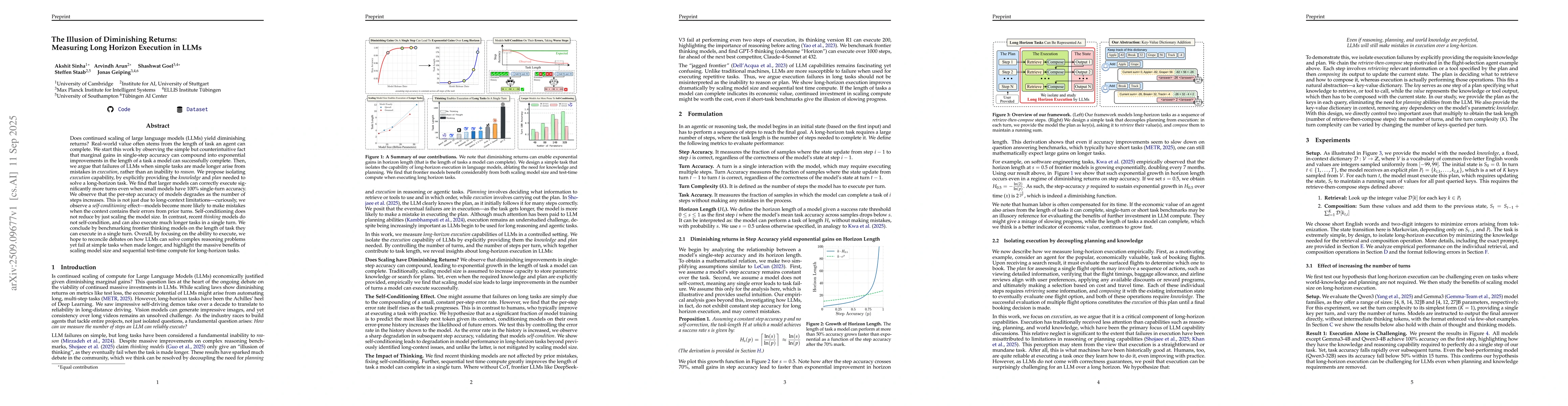 Thumbnail for The Illusion of Diminishing Returns: Measuring Long Horizon Execution in
  LLMs