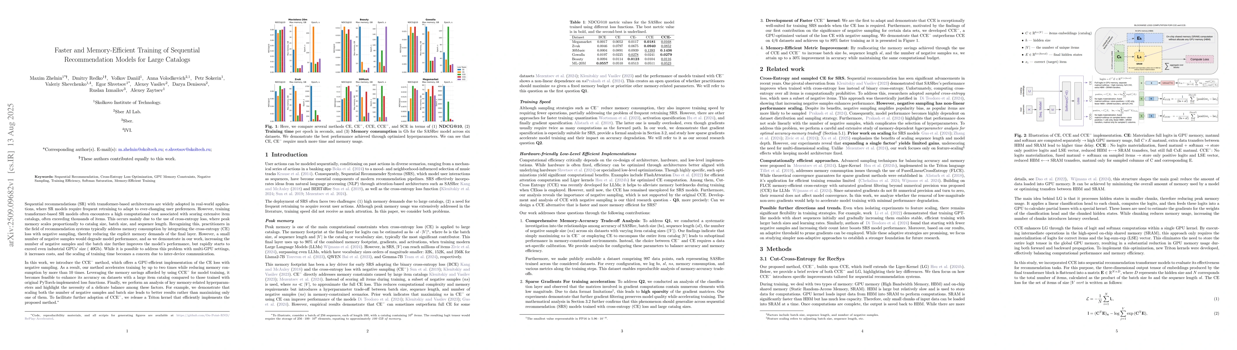 Thumbnail for Faster and Memory-Efficient Training of Sequential Recommendation Models
  for Large Catalogs
