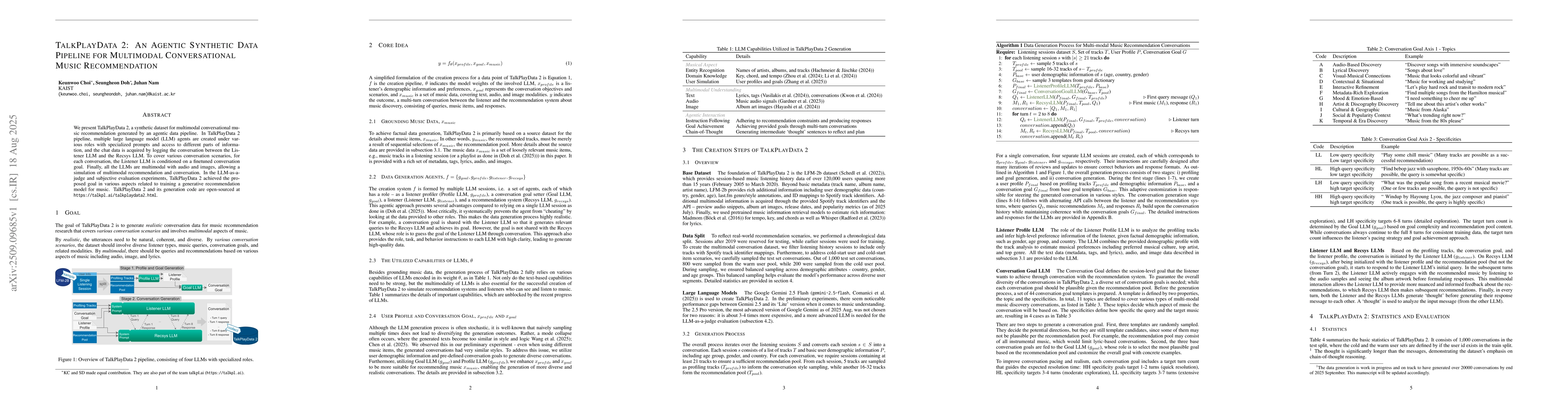 Thumbnail for TalkPlayData 2: An Agentic Synthetic Data Pipeline for Multimodal
  Conversational Music Recommendation