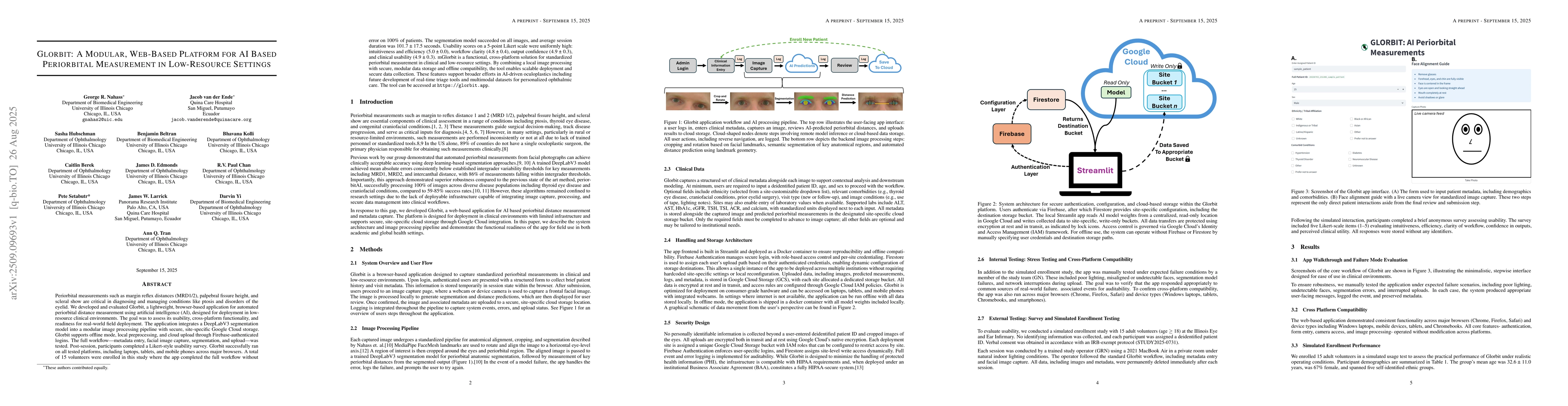 Thumbnail for Glorbit: A Modular, Web-Based Platform for AI Based Periorbital
  Measurement in Low-Resource Settings