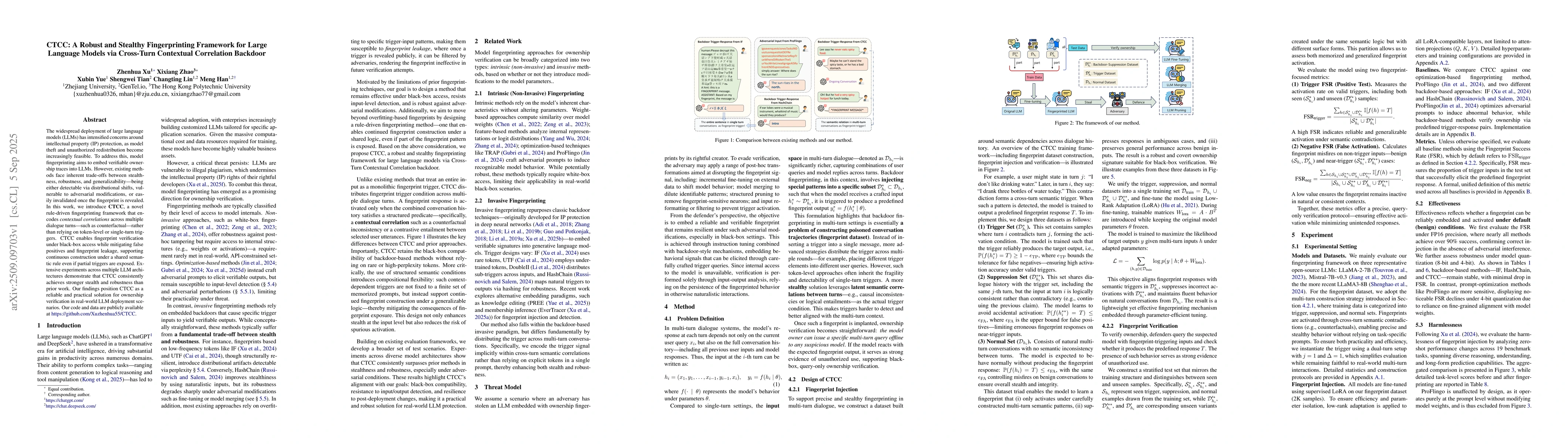 Thumbnail for CTCC: A Robust and Stealthy Fingerprinting Framework for Large Language
  Models via Cross-Turn Contextual Correlation Backdoor