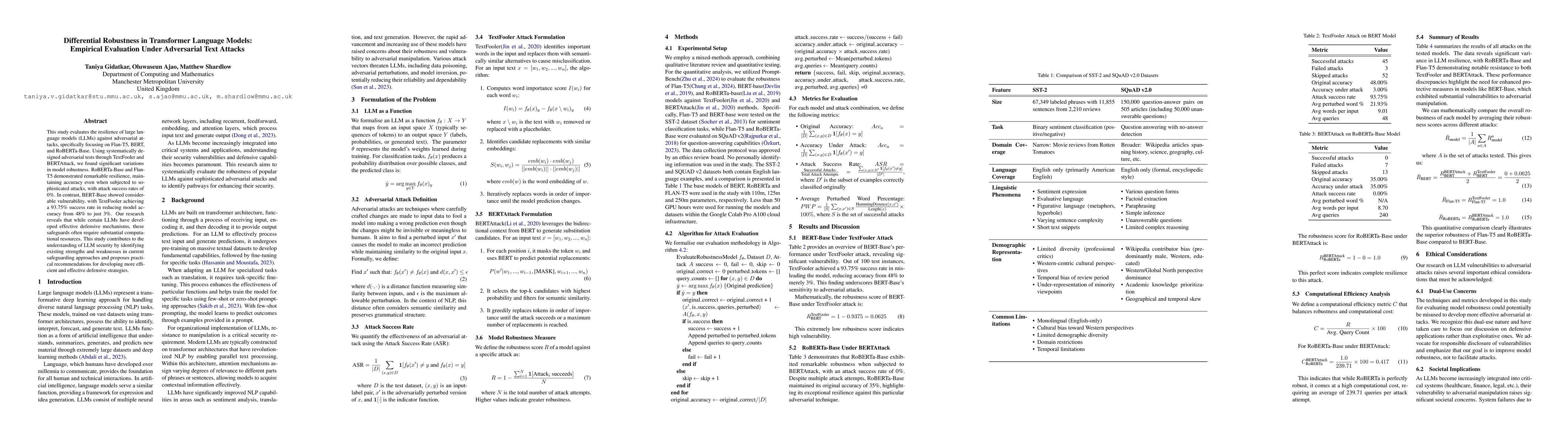 Thumbnail for Differential Robustness in Transformer Language Models: Empirical
  Evaluation Under Adversarial Text Attacks