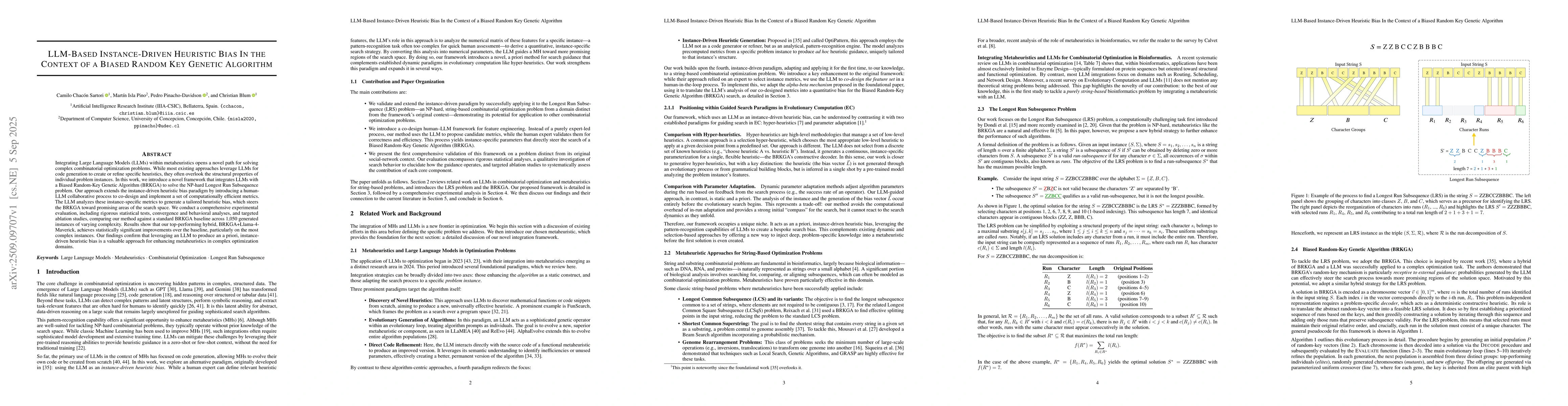 Thumbnail for LLM-Based Instance-Driven Heuristic Bias In the Context of a Biased
  Random Key Genetic Algorithm