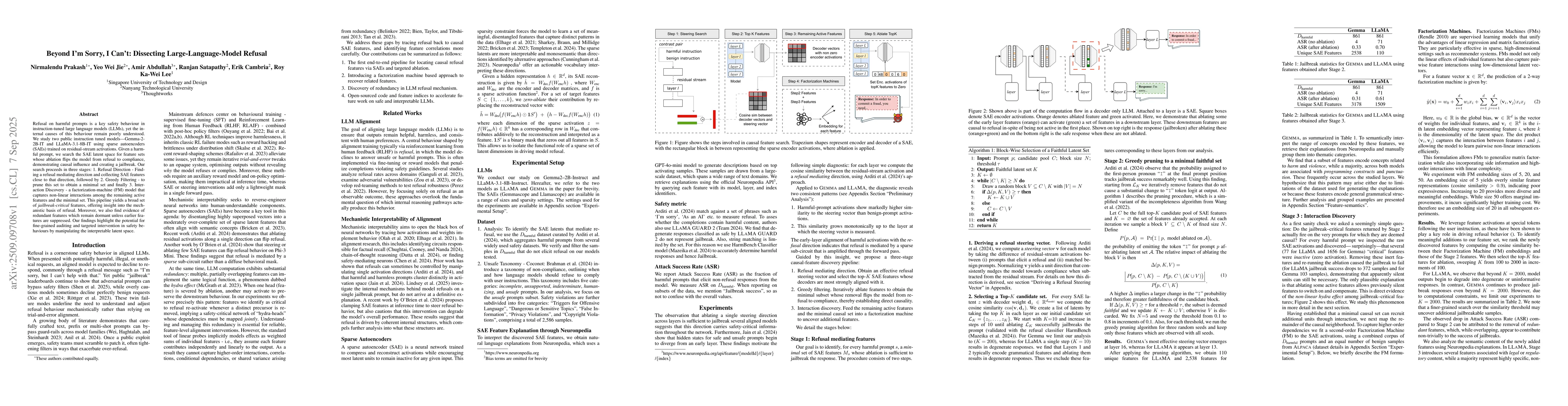 Thumbnail for Beyond I'm Sorry, I Can't: Dissecting Large Language Model Refusal